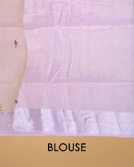 Linen Embroidery with Silver Zari