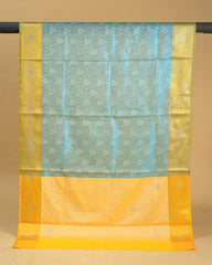 Tissue Saree with Silver Stone and Thread Work