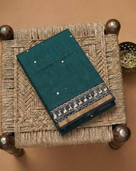 SC6719 - CHANDERI SILK SAREE WITH BANDHANI BORDER AND MIRROR WORK