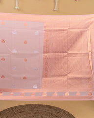 SC3181 - Linen Saree With Copper And Silver Butta