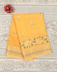 SC4063 - Tissue Saree With Rich Embroidery And Meena Along Border