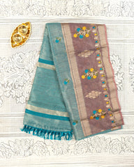 SC3120 - Tissue Saree With Sequence And Embroidery Work