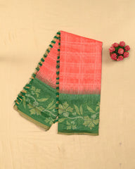SC4351 - Linen Embroidery Checked With Gold Foil Along Border