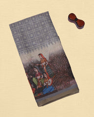 Tissue Embroidery Kalamkari Saree