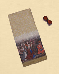 Tissue Embroidery Kalamkari Saree