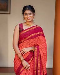SC7517 - SUNGUDI COTTON SAREE WITH TAMIL SCRIPT PRINT