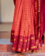 SC7517 - SUNGUDI COTTON SAREE WITH TAMIL SCRIPT PRINT