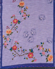 SC5782(1) - LINEN SAREE WITH FOIL WORK