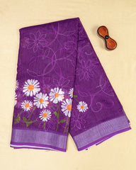 SC6183(4) - LINEN EMBROIDERY SAREE