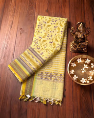 SC7424 - KHADI COTTON WITH FLORAL PATTERN SAREE