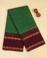 SC7517 - SUNGUDI COTTON SAREE WITH TAMIL SCRIPT PRINT