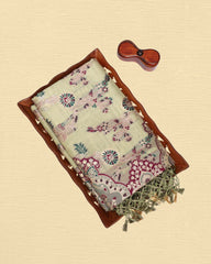 Zari Woven Floral Saree With Running Blouse