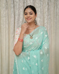 SC8982 - MUL MUL LOVE EMBROIDERY COTTON SAREE