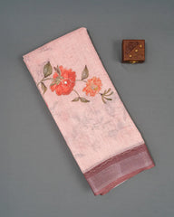SC5782(1) - LINEN SAREE WITH FOIL WORK