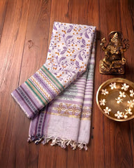 SC7424 - KHADI COTTON WITH FLORAL PATTERN SAREE