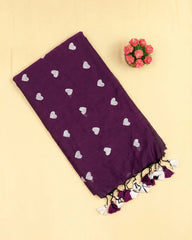 SC8982 - MUL MUL LOVE EMBROIDERY COTTON SAREE