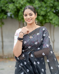 SC8982 - MUL MUL LOVE EMBROIDERY COTTON SAREE