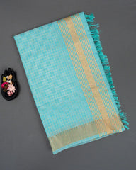 SC6168 - LINEN SAREE ZARKI CHECKED