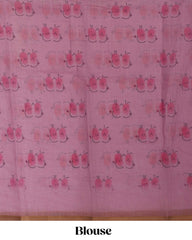 Cotton Saree with Fingerprint Print and Contrast Blouse