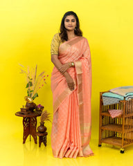 SC6168 - LINEN SAREE ZARKI CHECKED