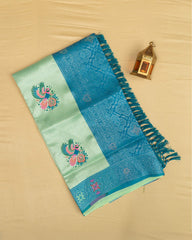 SC4879 - TISSUE SAREE WITH MULTI COLOUR STONE