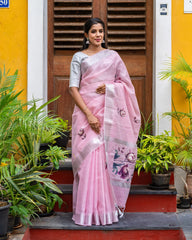SC4886 - Linen saree with sticker print