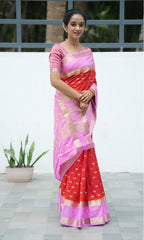 Mysore Silk Saree With Contrast Pallu And Contrast Blouse