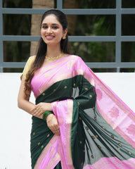 Mysore Silk Saree With Contrast Pallu And Contrast Blouse