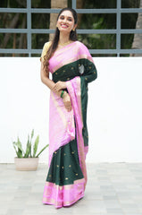 Mysore Silk Saree With Contrast Pallu And Contrast Blouse