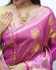 Litchi Silks Saree With Traditional Double Border