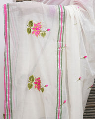 Mul Mul Lotus Embroidery Saree