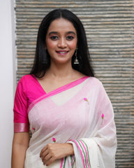 Mul Mul Lotus Embroidery Saree