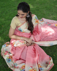 Tissue Embroidery Saree