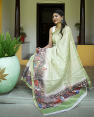 Tissue Embroidery Kalamkari Saree