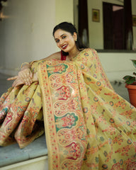 Zari Woven Floral Saree With Running Blouse