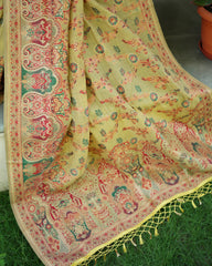Zari Woven Floral Saree With Running Blouse