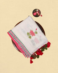 Mul Mul Lotus Embroidery Saree