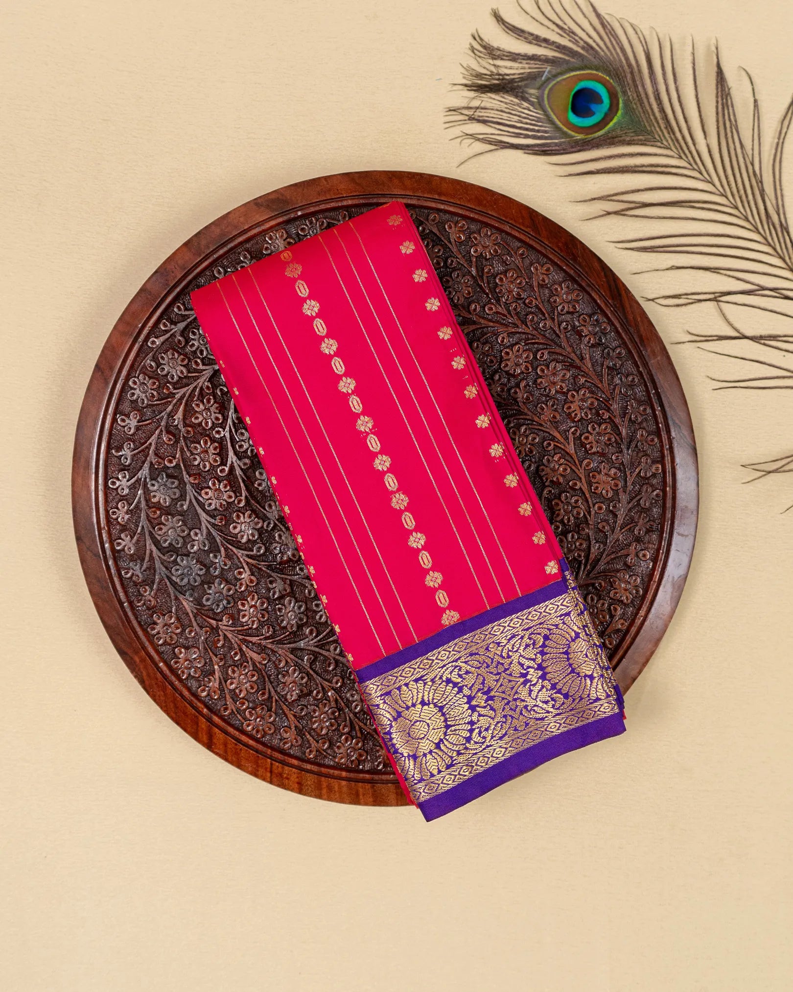 SC3471 - Silk Saree With Zari Lines And Gold Border