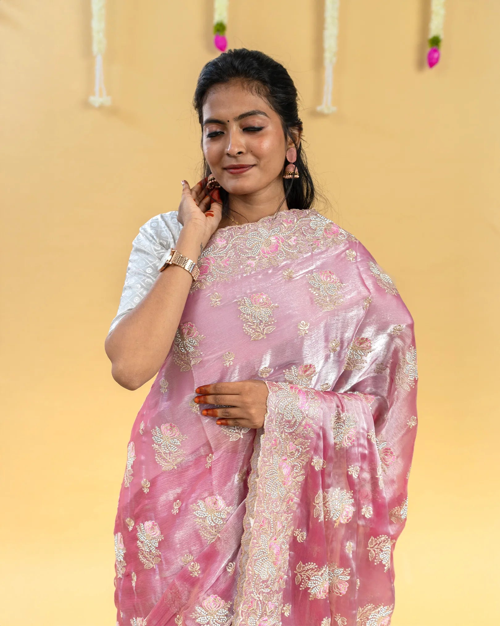 SC3557 - Fendy Saree With Premium Embroidery And Stone Work