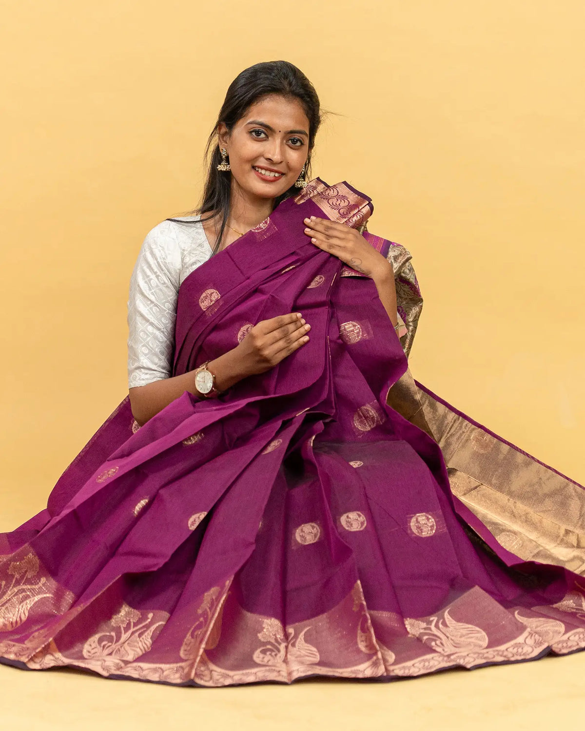 SC3190 - Cotton Saree with Tissue Pallu