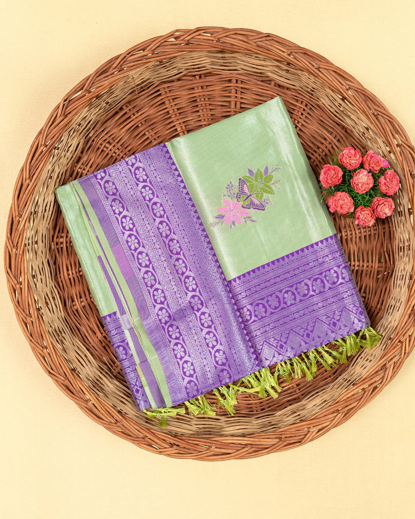 SC2841 - Tissue Silver Zari Meena Butta