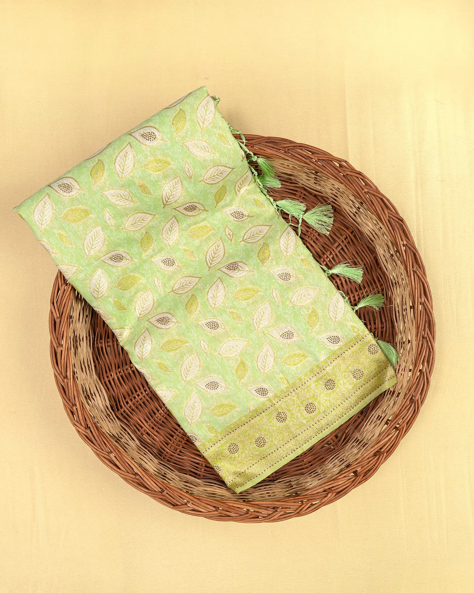 SC3259 - Cotton brasso with zari butta and copper stone