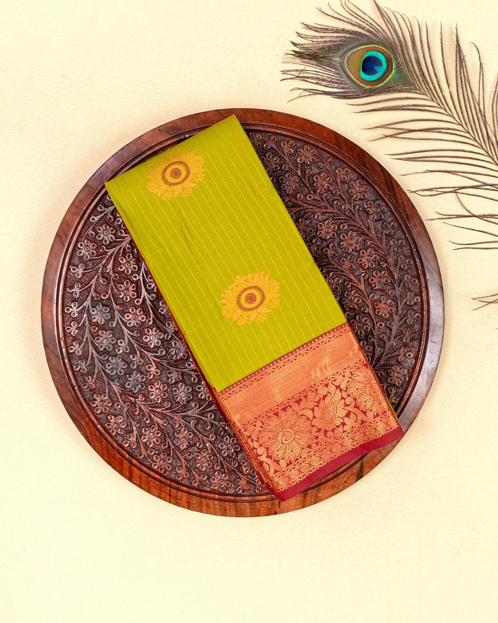 SC3612 - Silk Saree With Contrast Border And Zari Lines