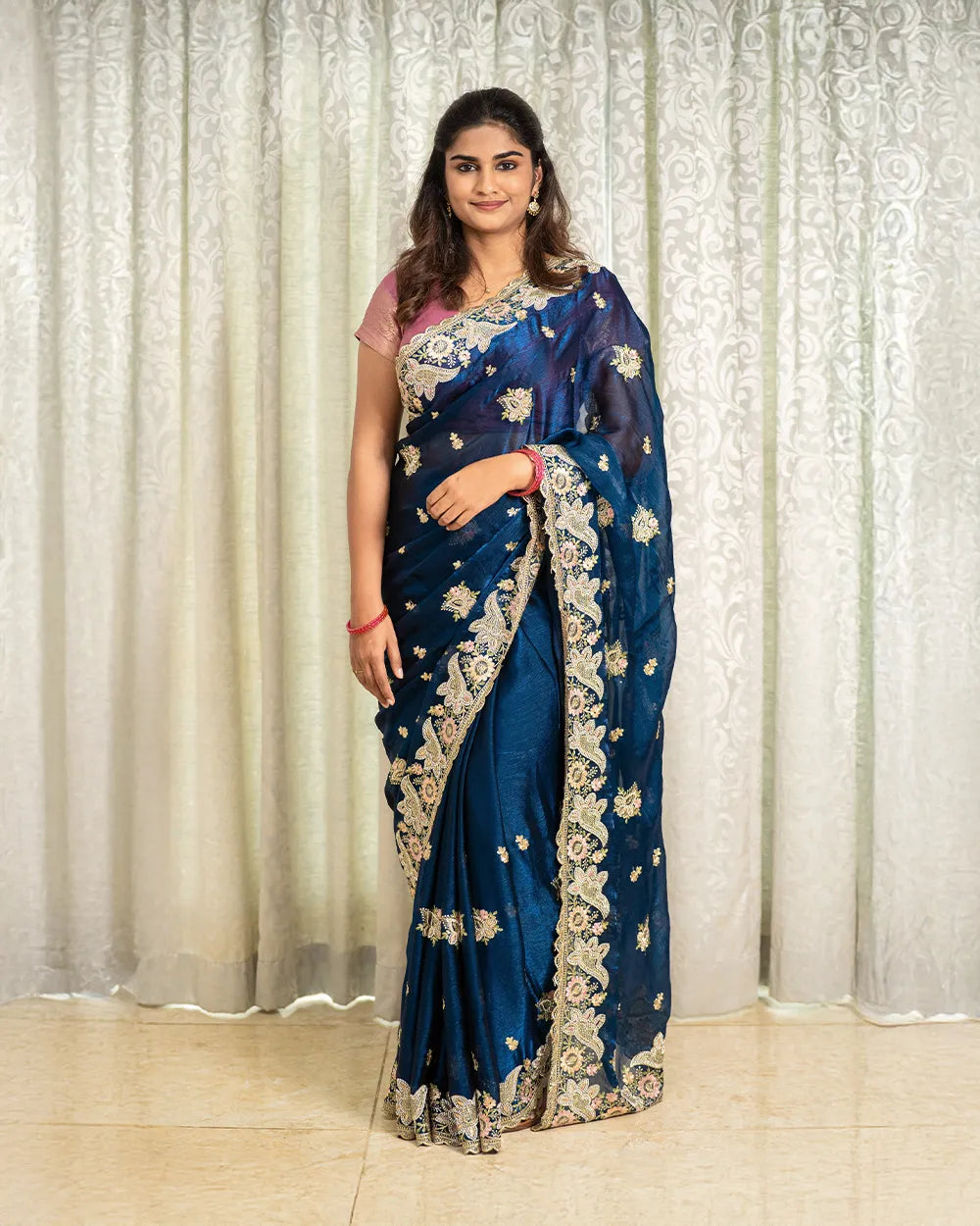 SC5849 - VISCOSE SAREE WITH FANCY EMBROIDERY STONE WORK