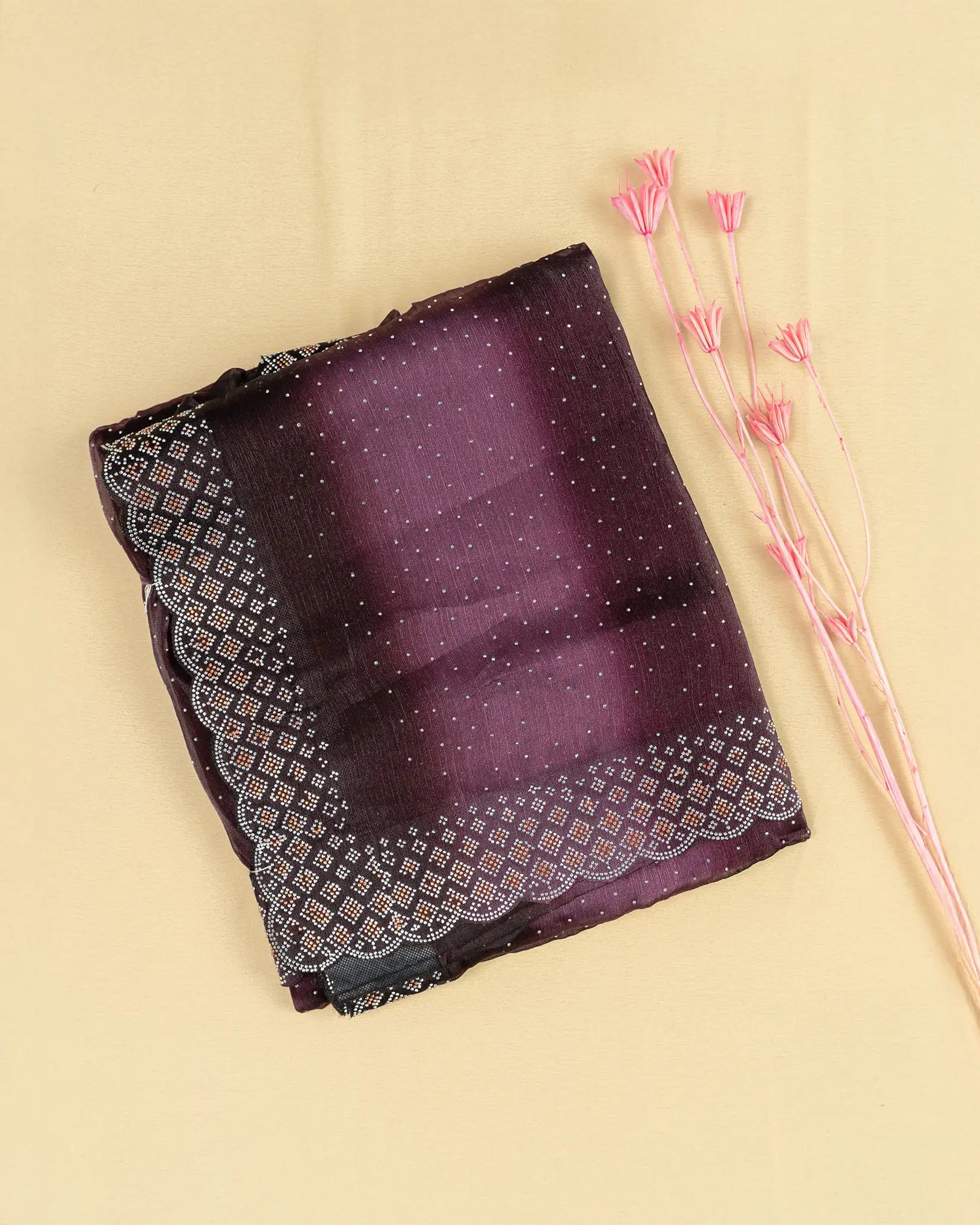 SC2914 - Dual Tone Fendy Saree with Silver & Dual Stone Work