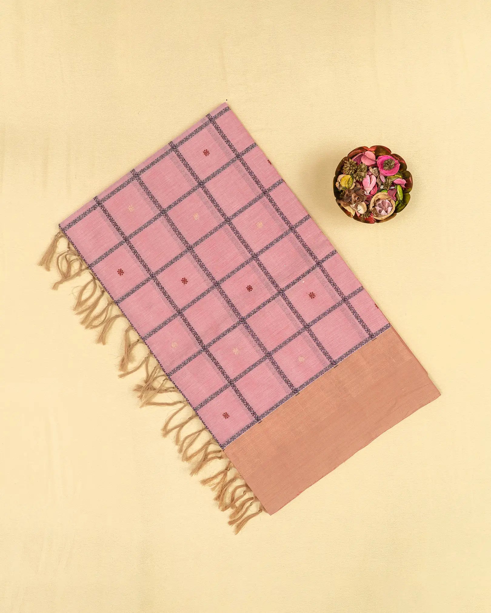 SC3377 - Handloom cotton with checked butta