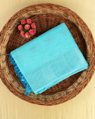 SC4056 - Linen Saree With Silver Butta