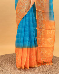 SC4351 - Linen Embroidery Checked With Gold Foil Along Border