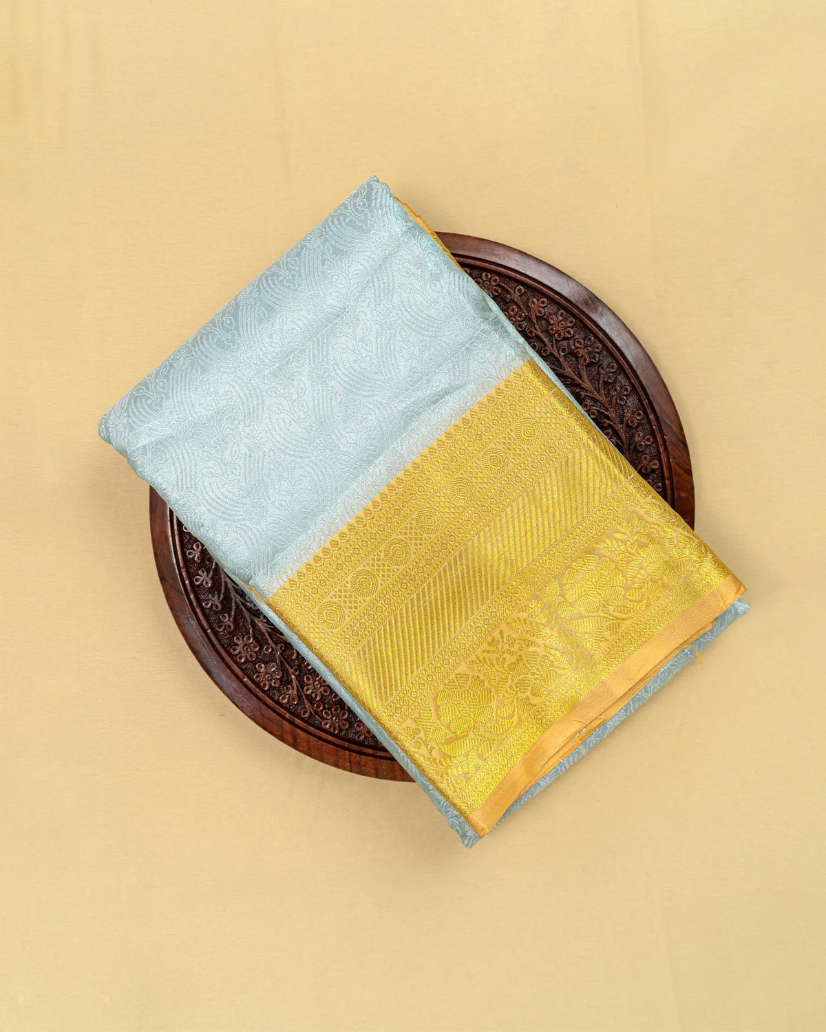 SC4799 - Tissue saree with embose flower design and gold border