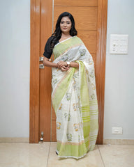 SC7497 - ELEPHANT PRINTED COTTON SAREE